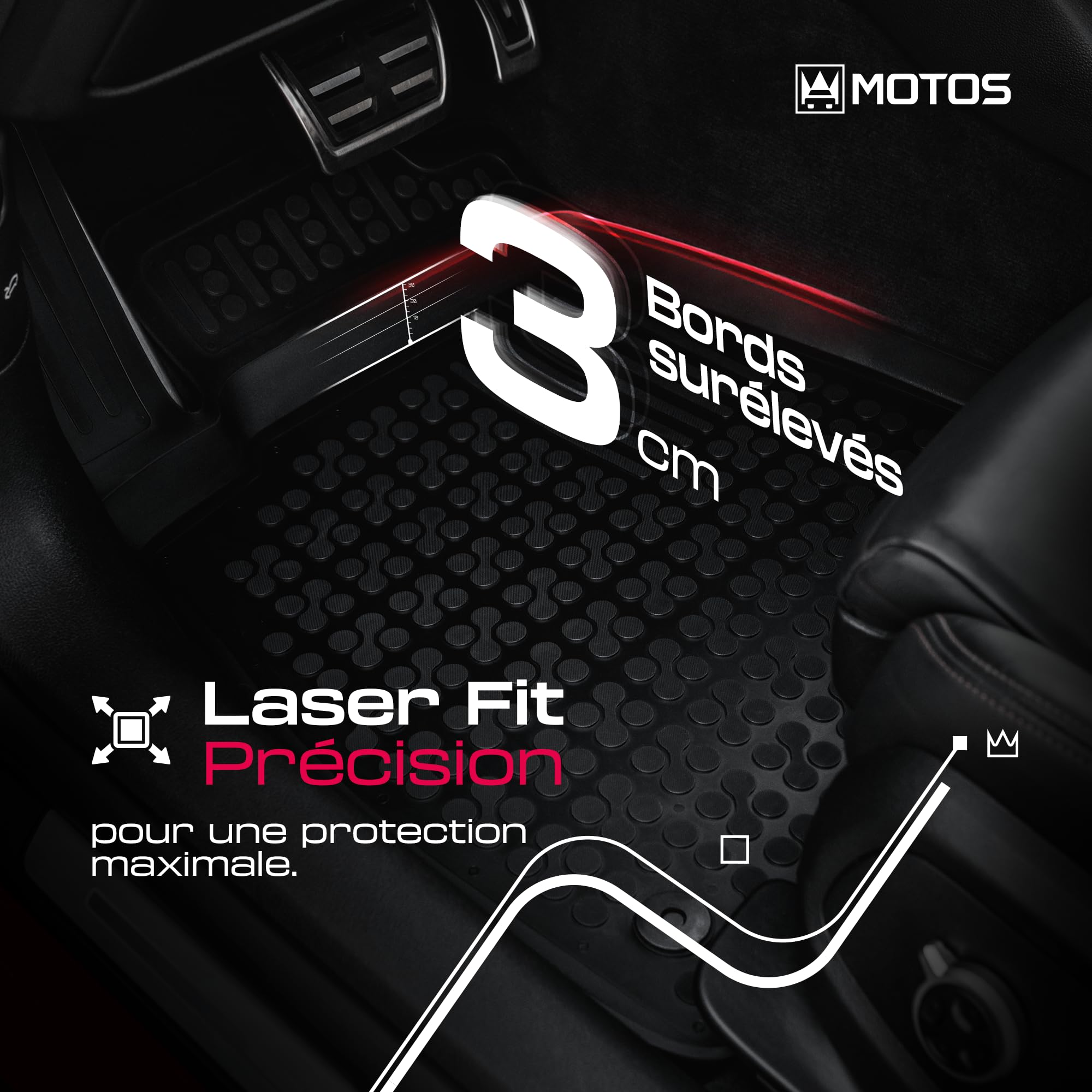 MOTOS Tapis de Voiture en Caoutchouc pour Citroen Berlingo III Depuis 2018 Améliorez Votre Confort de Voyage avec Le Tapis antidérapant pour Voiture - Tapis de Sol pour Voiture Tous Temps, Protection