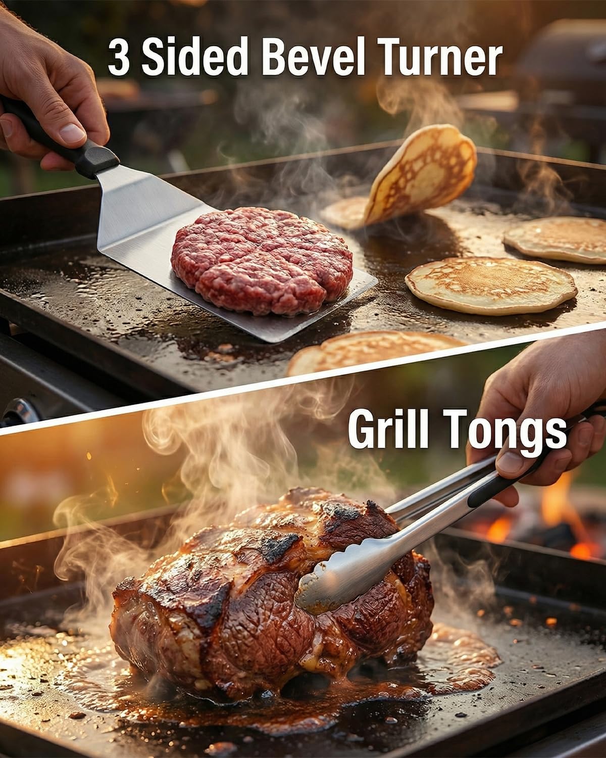 Lorrtta 32pcs Griddle Accessories Kit, Teppanyaki Plancha Flat Top Grill Tools, Spatula Set with Basting Cover, Smash Burger Press, Storage Bag for Outdoor Grilling BBQ, Perfect BBQ Gifts for Men - 4