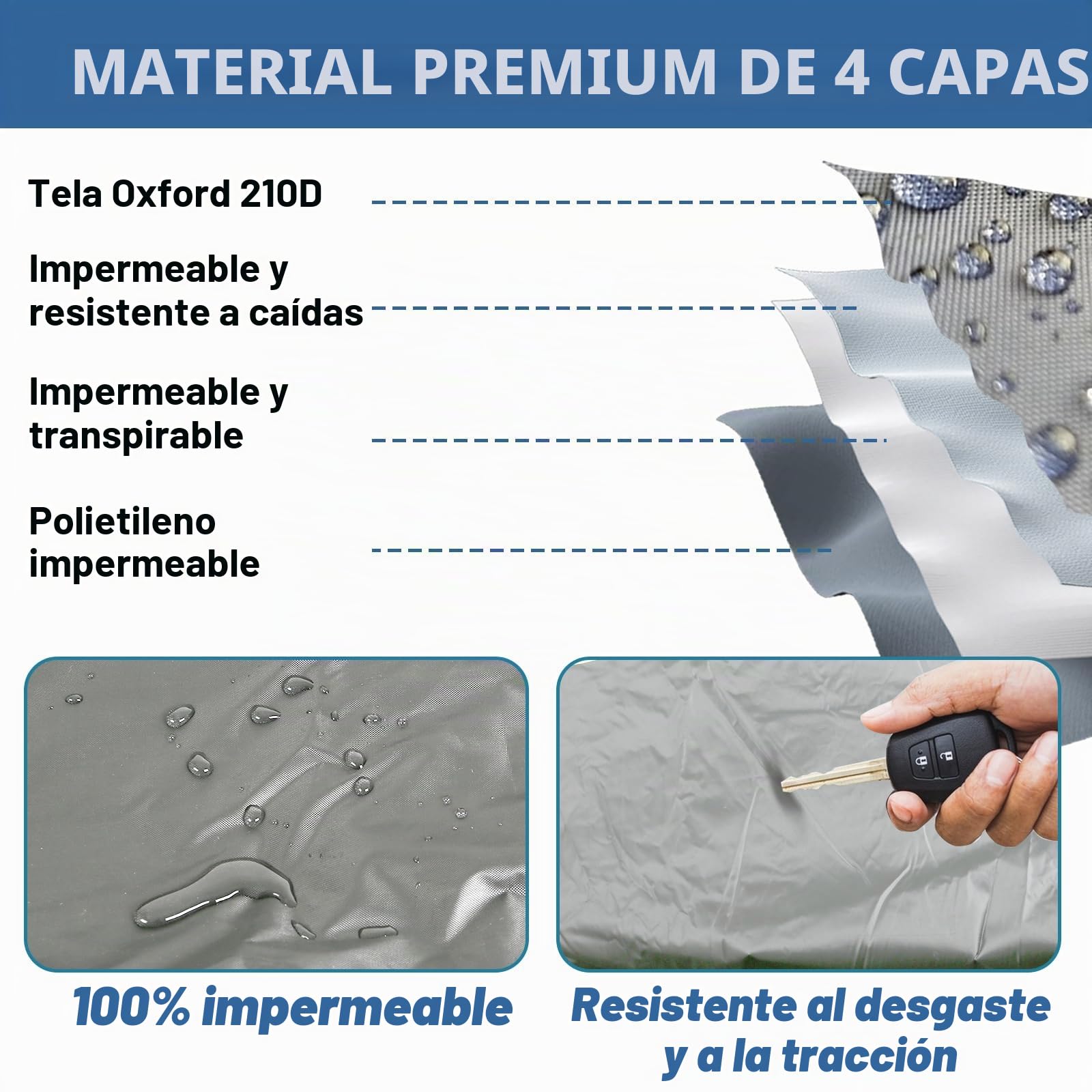 Cubierta universal delantera para remolque de caravana de 2,4 m con luces LED y tiras reflectantes - Protector impermeable parasol para sol/calor/escarcha/hielo/nieve