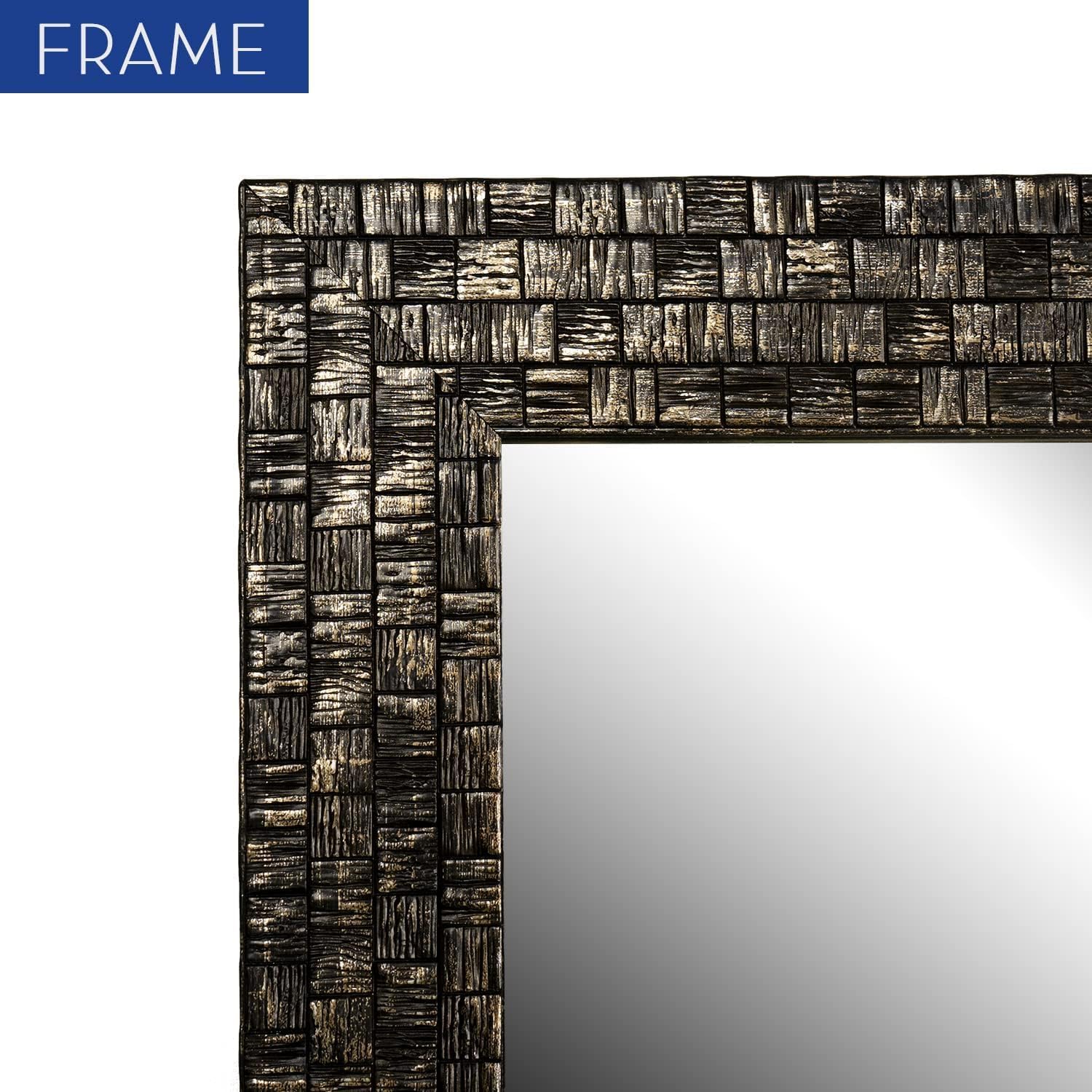 Wall Mounted Mirror Rectangle Decorative Vanity Mirrors for Wall Bathroom Bedroom Hanging Vertical or Horizontal (40''x24'' Mosaic Black)