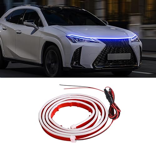 HAOBO Tira de luz para capó de automóvil de 59 pulgadas, tira de luces LED para automóviles, tira de luz LED impermeable con efecto de arranque