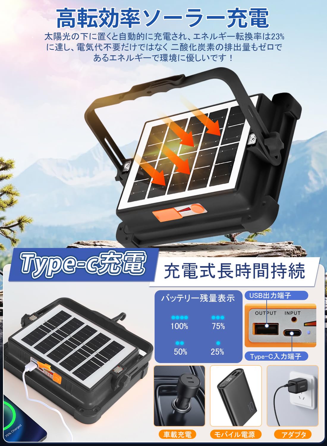 Amazon | 投光器 led 作業灯 「2025高輝度」充電式 led ランタン