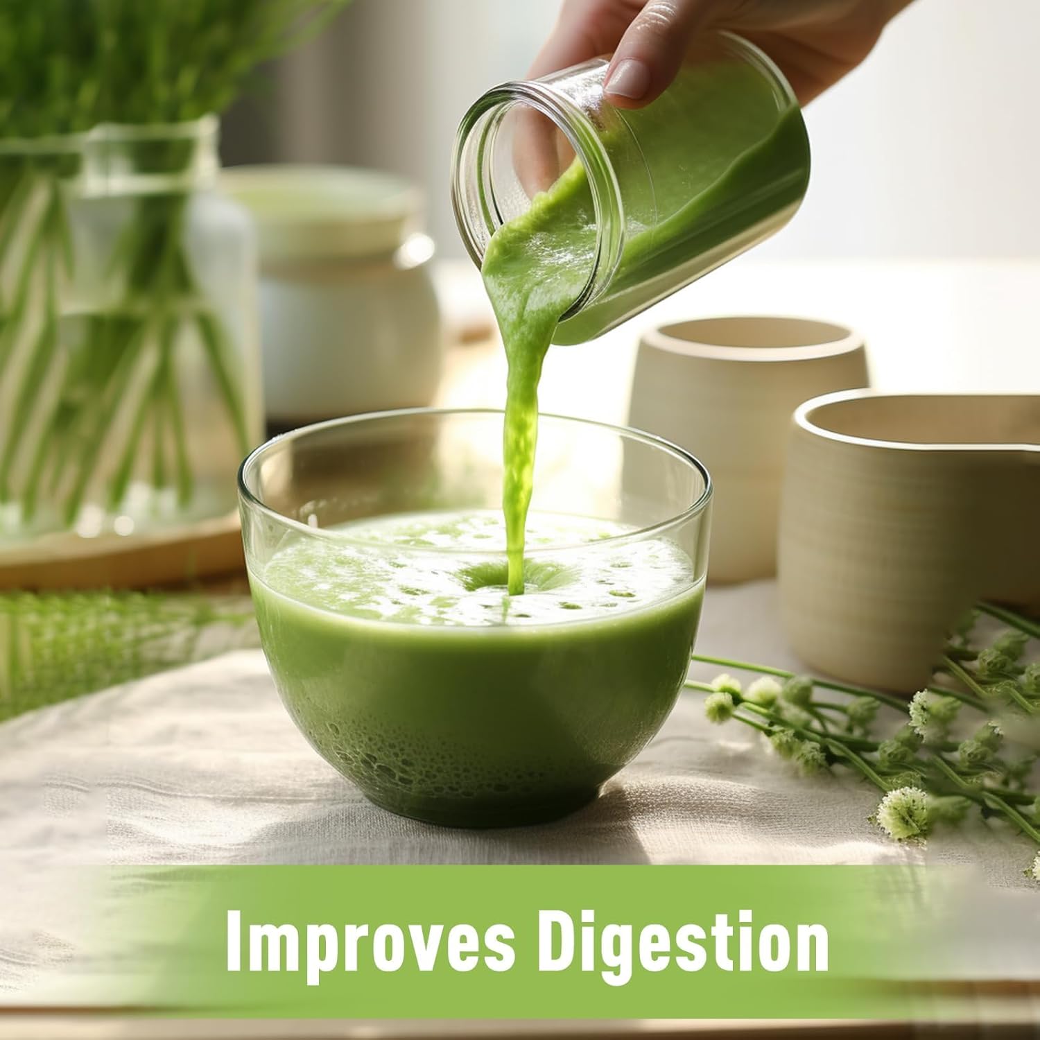 UNLEASH'D ORGANIC Organic Wheatgrass Juice Powder 16oz – 100% Pure Superfood, Immune & Energy Boost, Detox Support - Image 3