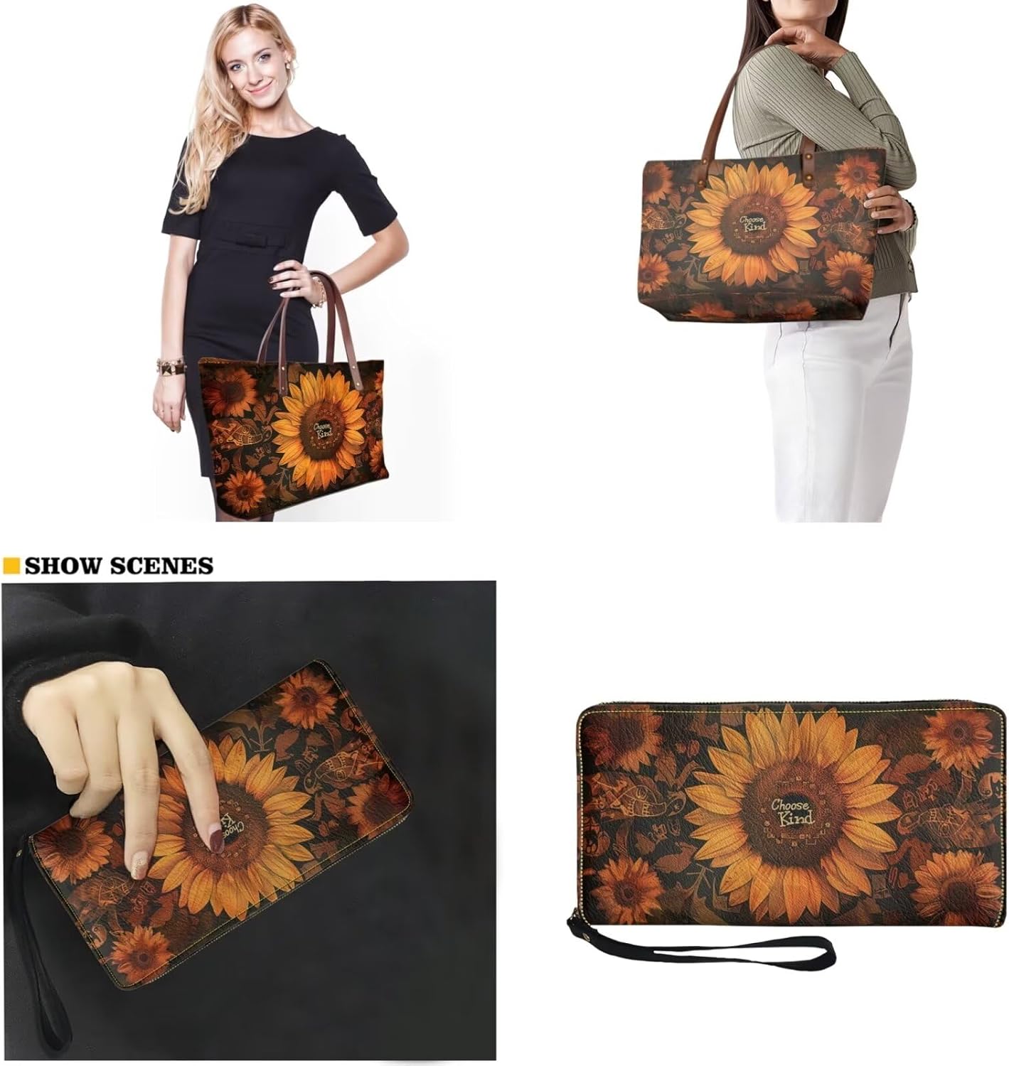 Purse and Wallet Set Large Shoulder Satchel Purse Tote Handbags with PU Wallet for Party Work Shopping Travel - Image 2