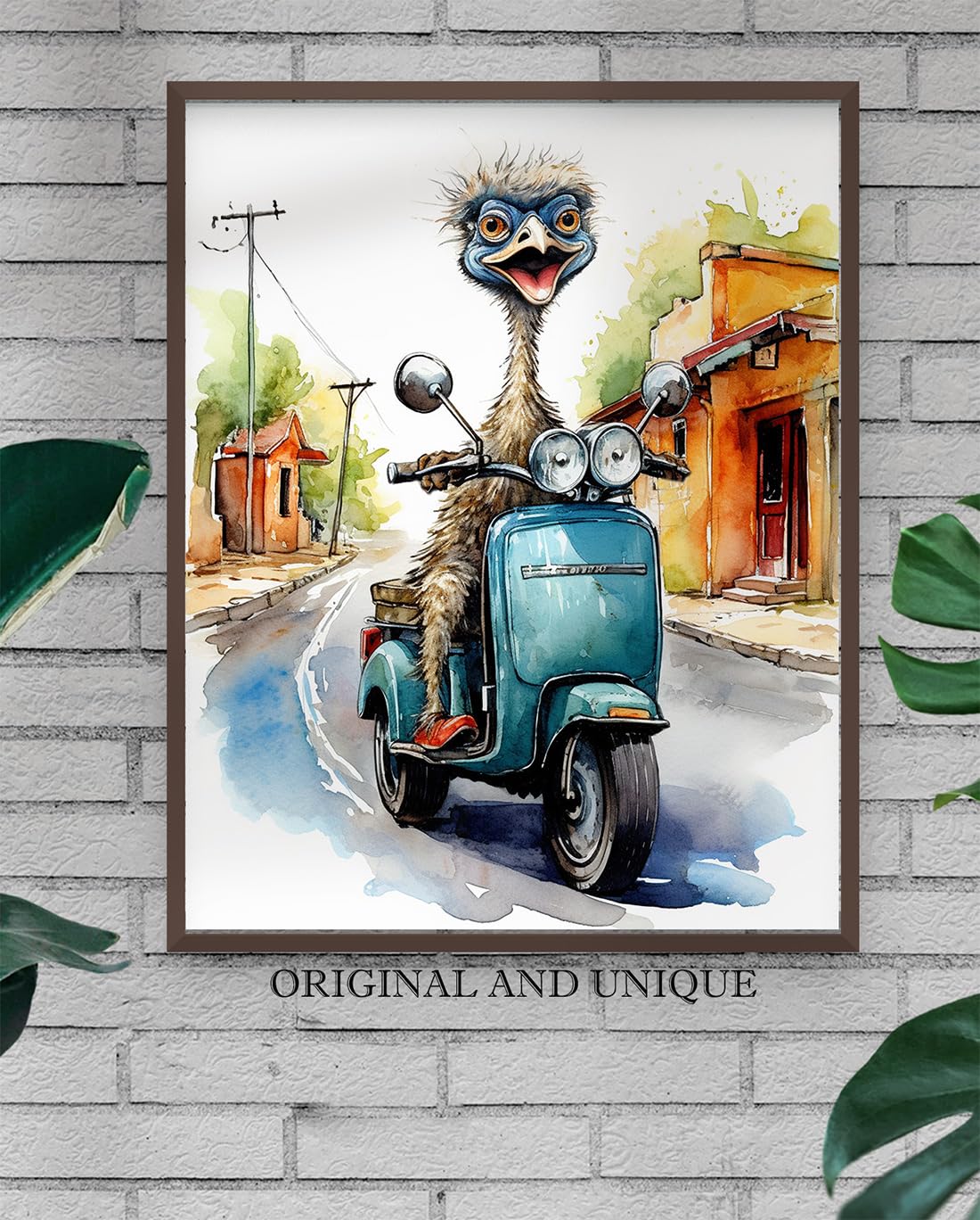 Amazon.com: Funny Emu Riding Moped 11x14 Unframed Wall Art Print