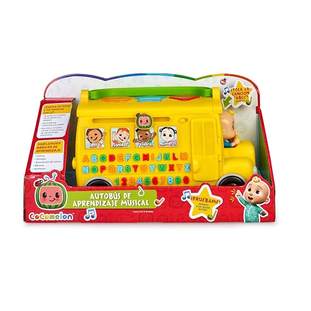Foto 3 de 8 de CoComelon - Learning Bus, autobús Amarillo de Juguete con Luces, música y Sonidos para Aprender Las Letras…