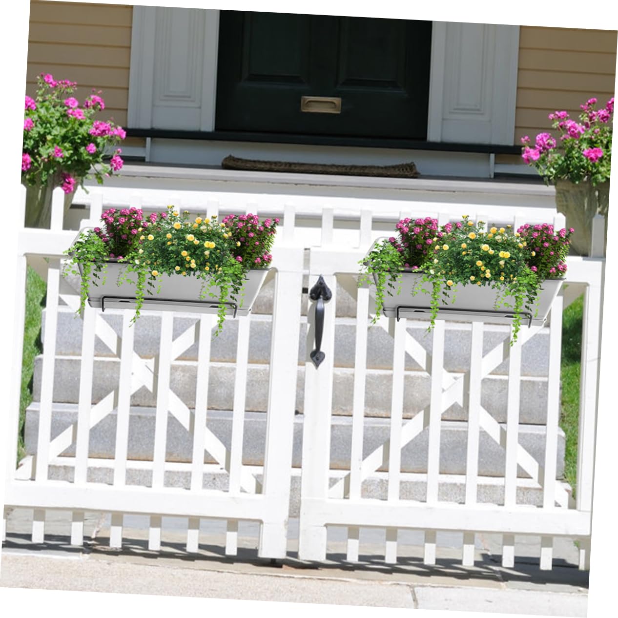 2 staffe per fioriere in ferro nero, ganci per balcone e giardino, per fioriere da 43 cm, decorazione perfetta per esterni e facile installazione per gli amanti delle piante