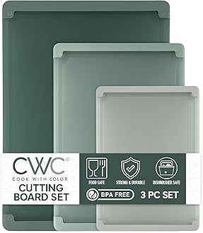COOK WITH COLOR Extra Large Cutting Board Set, Jumbo-Sized Boards with Rubber Border for Enhanced Cooking Experience, 3-Piece, Dark Sage