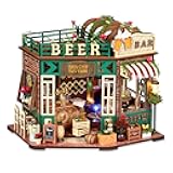 TuKIIE DIY Miniature House Kit with Furniture, 1:24 Scale Creative Room Mini Wooden Dollhouse Book Nook for Kids Teens Adults(Beer Bar)
