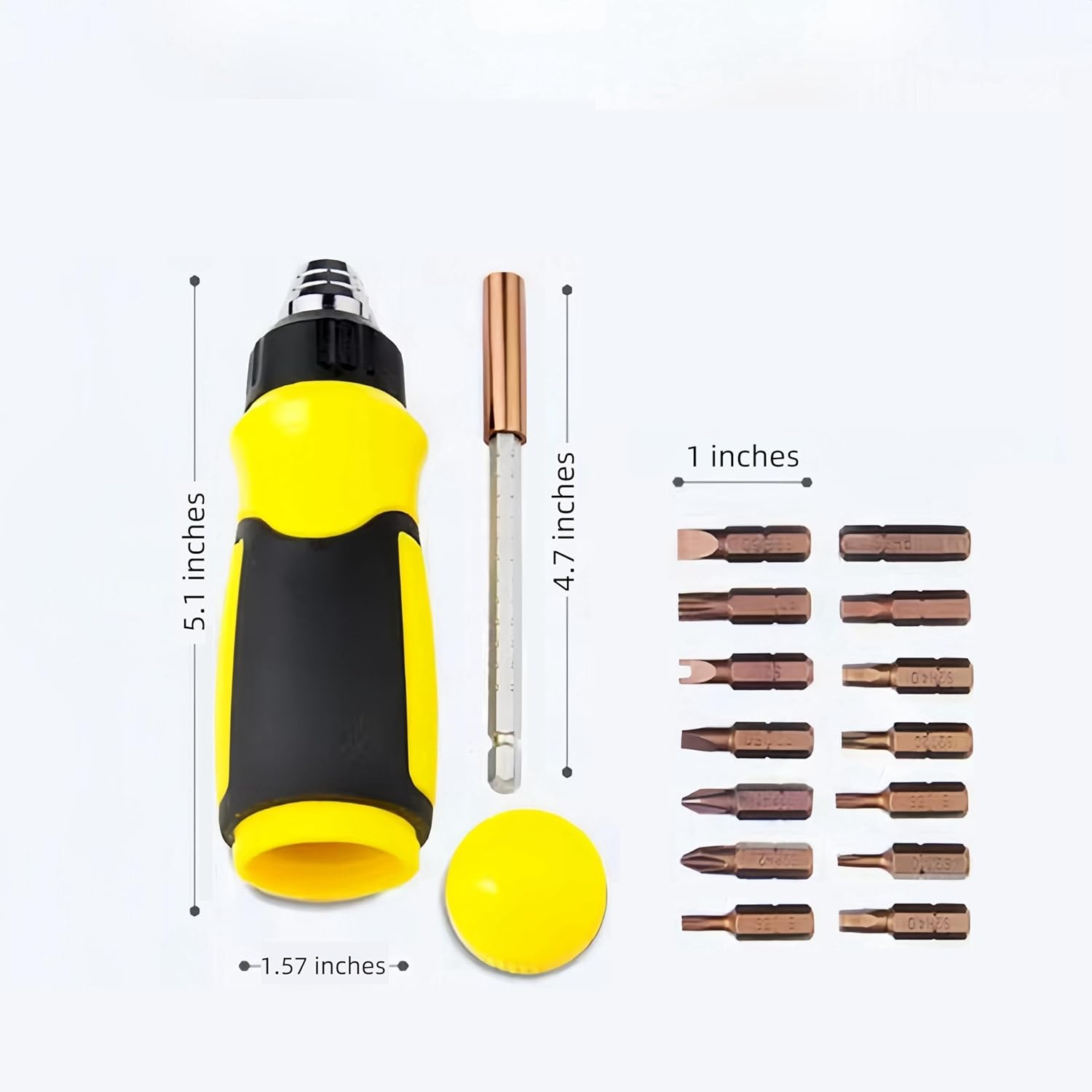 Multi Screwdriver 15-in-1 Ratcheting Screwdriver Bit Set, Magnetic Pocket Ratchet Screw Driver Set Kit, All in One with Torx Security, Flat Head, Phillips