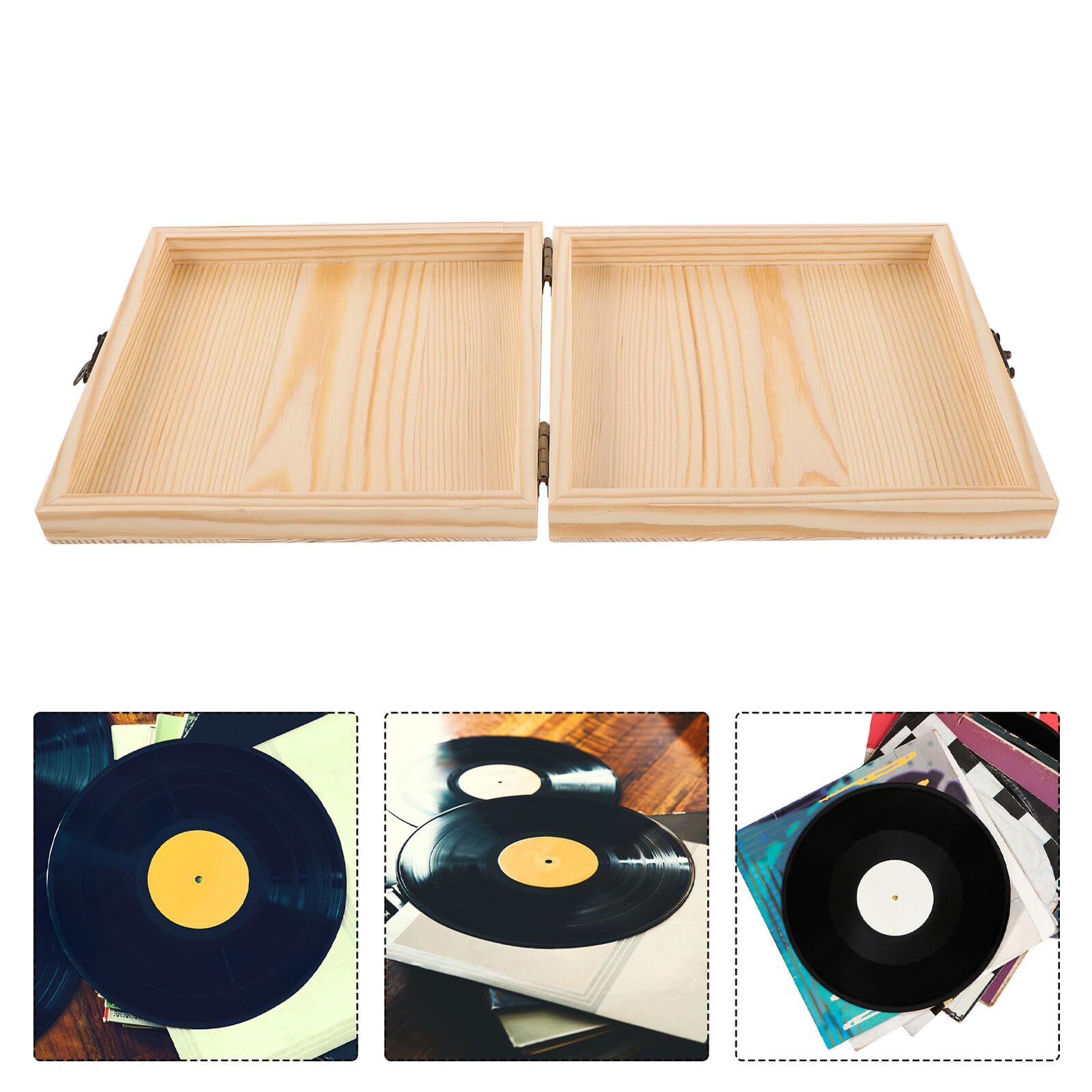 Mikikit Scatola Espositiva per CD e Dvd in Legno Quadrata Stile Rustico e Retrò, Organizer Versatile la Conservazione di Dischi in Casa e Ufficio