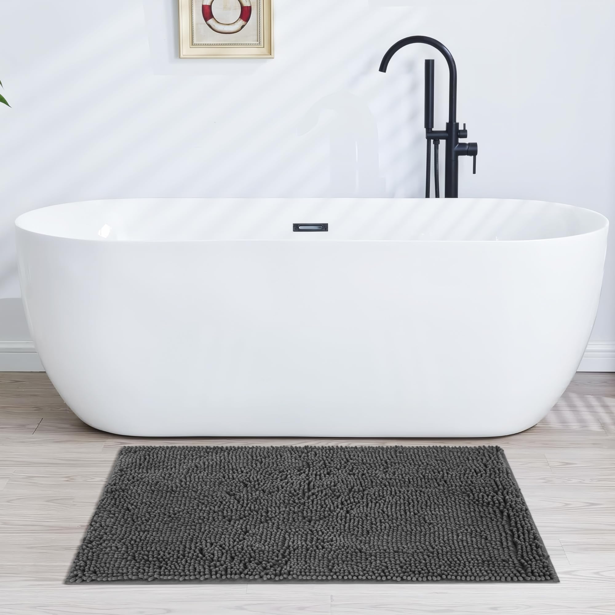 Tapis De Bain En Chenille Antidérapant Et Lavable - 70 X 120 Cm