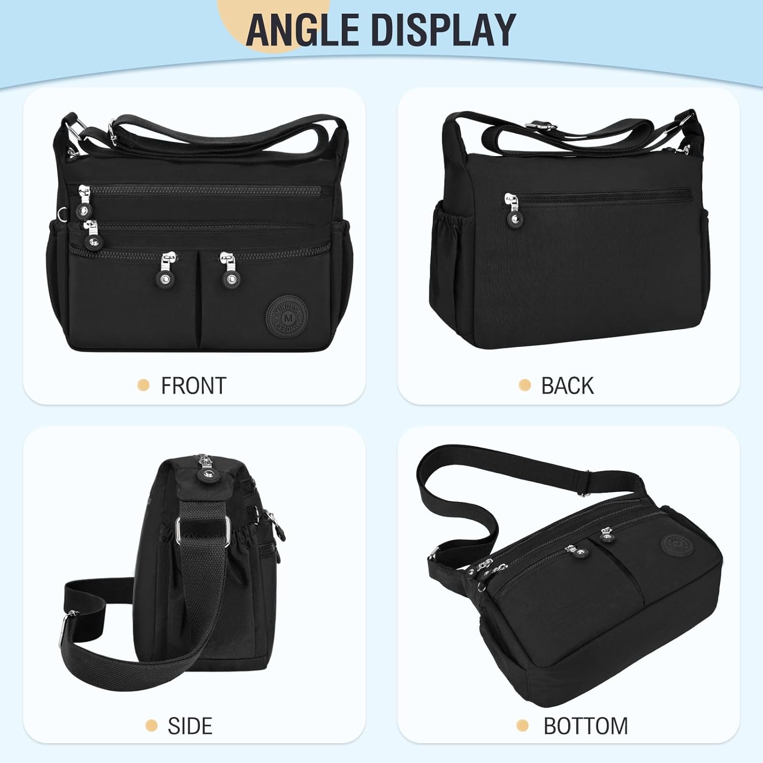 Nylon Crossbody Bags for Women Waterproof Lightweight Large Travel Purses Multi-Pocket Pocketbooks Shoulder Bag - Image 6