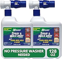 30 Seconds Spray & Walk Away Hose End Sprayer 2-Pack - Kills Moss Algae Lichen on Roofs Shingles Asphalt Driveways 64oz