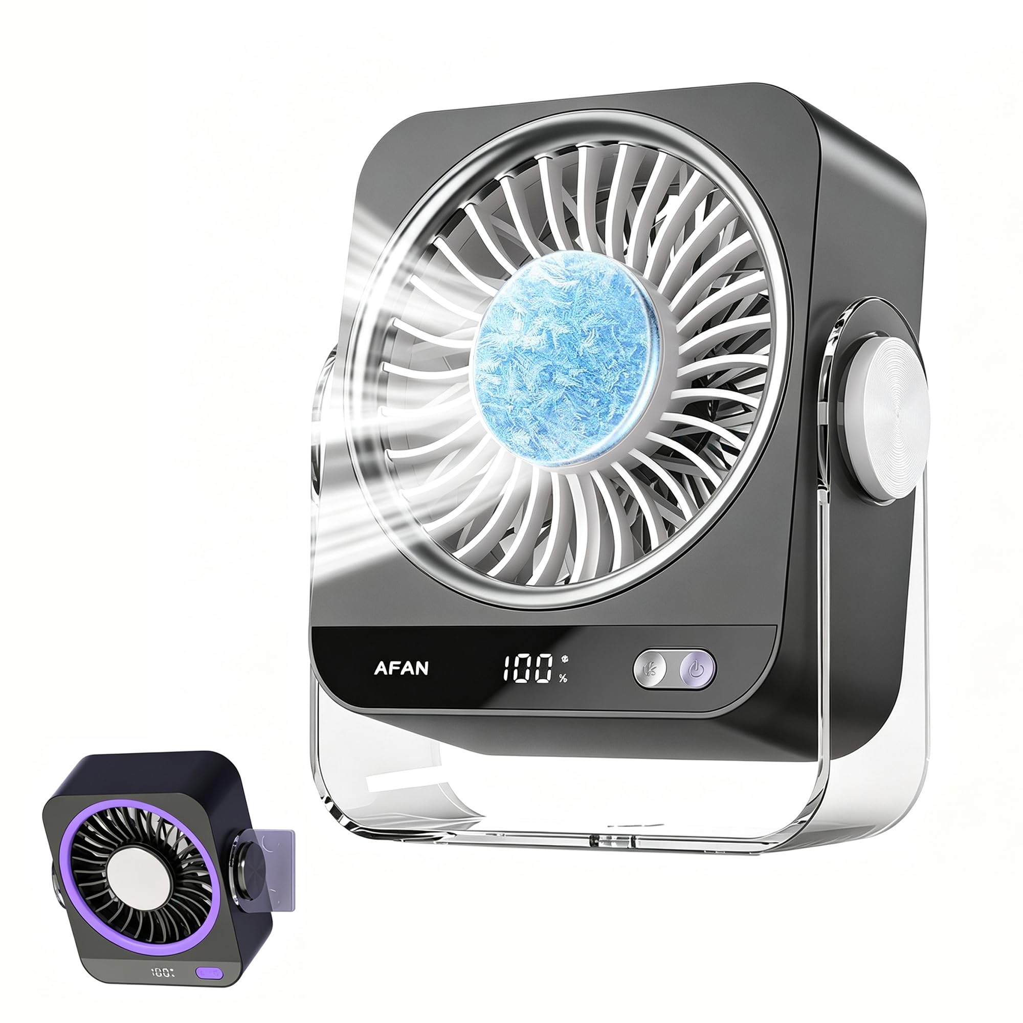 【冷却プレート付き＆体感-30℃の鋭い冷たさ】卓上扇風機 小型 強力 USB急速充電 長時間持続駆動 120°首振り調整 LED残量表示 壁掛け＆持ち運び可能 ペルチェ ファン 卓上ファン 車中泊・デスク・オフィス・リビング・キャンプ 熱中症・暑さ対策に最適