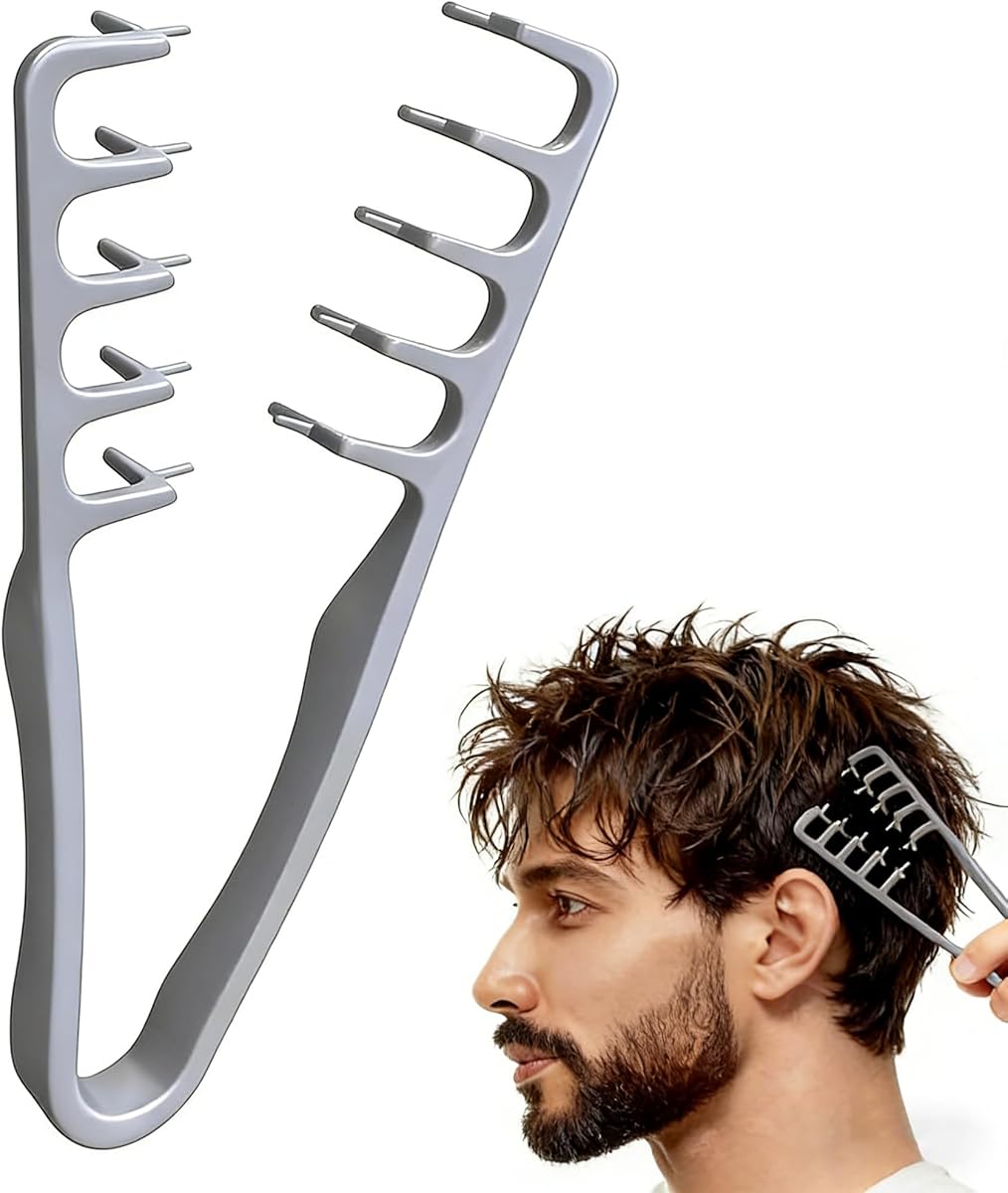 Peine Texturizador Hombre,Peine Pelo Rizado,Peine de Dientes Anchos, Herramienta para dar Volumen a las Raíces, Accesorio De Estilizado Para Raíces y Flequillo Cabello Unisex