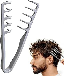 Peine Texturizador Hombre,Peine Pelo Rizado,Peine de Dientes Anchos, Herramienta para dar Volumen a las Raíces, Accesorio De Estilizado Para Raíces y Flequillo Cabello Unisex