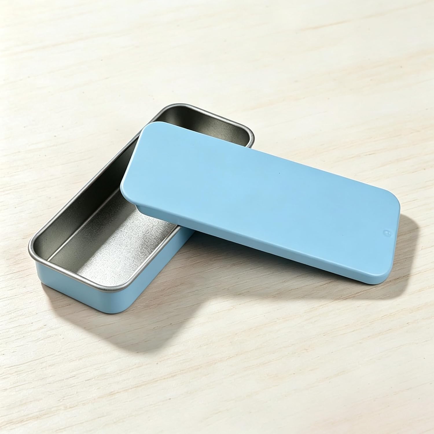 3 Pcs Mini Metal Tin Box Containers, Small Rectangular Empty Storage Tins with Slide Top Lid,Ideal for Candies, Pills, Jewelry, Crafts (Blue, 3.15"x1.34"x0.4") image 3