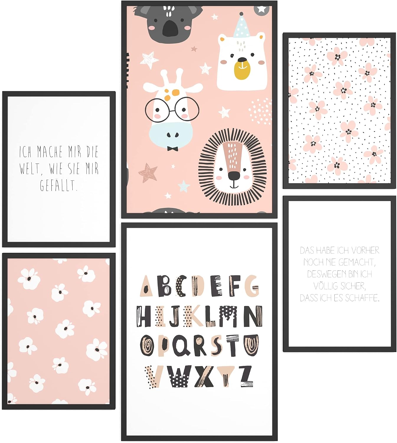 Papierschmiede® Manege Frei Poster-Set Fürs Kinderzimmer – 6 Gerahmte Zirkusbilder In Holzrahmen