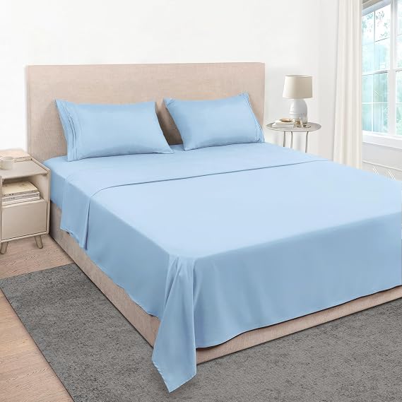 Mejoroom 4PC Queen Sheet Set with 4PC Full Size Sheet Sets, Hotel Luxury 1800 Sheets & Pillowcase Sets, Extra Soft, Breathable, Wrinkle & Fade Resistant