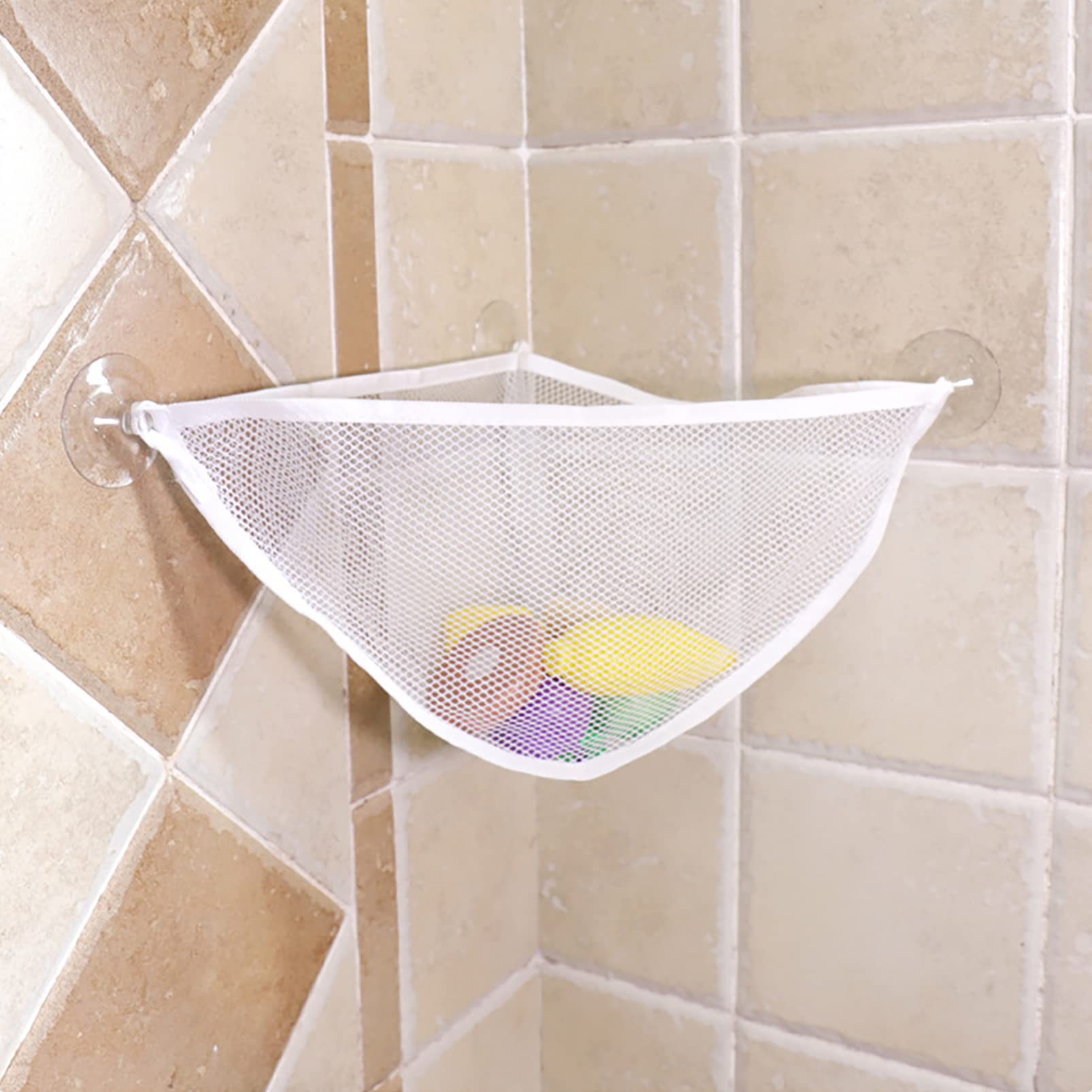 STOBAZA 5pezzi Organizer Giocattoli Bagno Con Ventose Borsa Rete Traspirante Per Giocattoli Da Bagno Contenitore Multiuso Per Doccia e Vasca Facile Accesso e Asciugatura Veloce Adatto Per