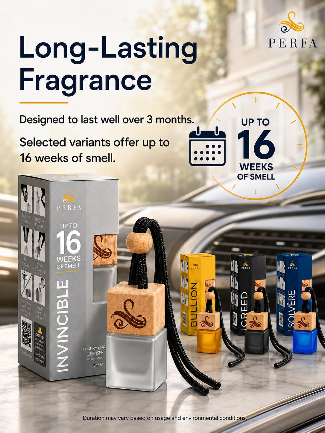 Luxury 4-Pack Car Air Freshener Bundle | Inviktos, One Million, Greed, Solvere | Premium Car Diffuser with Durable Vent Clips | Long Lasting Scent Pack | Masculine Odor Eliminator Automotive Perfume