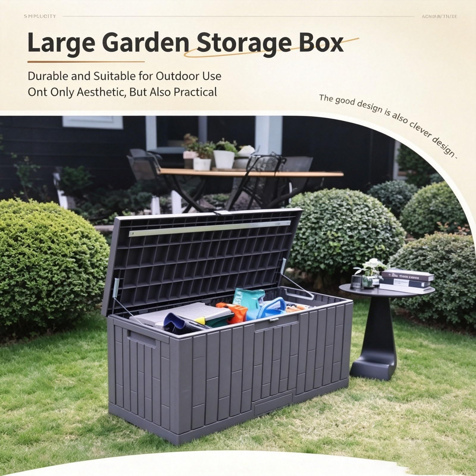 Boîte de livraison de colis pour l'extérieur, boîte de rangement extérieure avec fente de verrouillage, boîte de terrasse étanche extra large pour courriers, colis et outils de jardinage