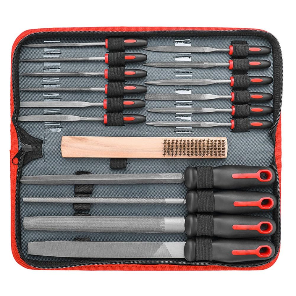 Juego de 16 Limas Manuales de Metal con Doble, Limas Grandes y Pequeñas con Cepillo, Limas de Acero para Trabajos con Limas de Metal y Limas de Madera.