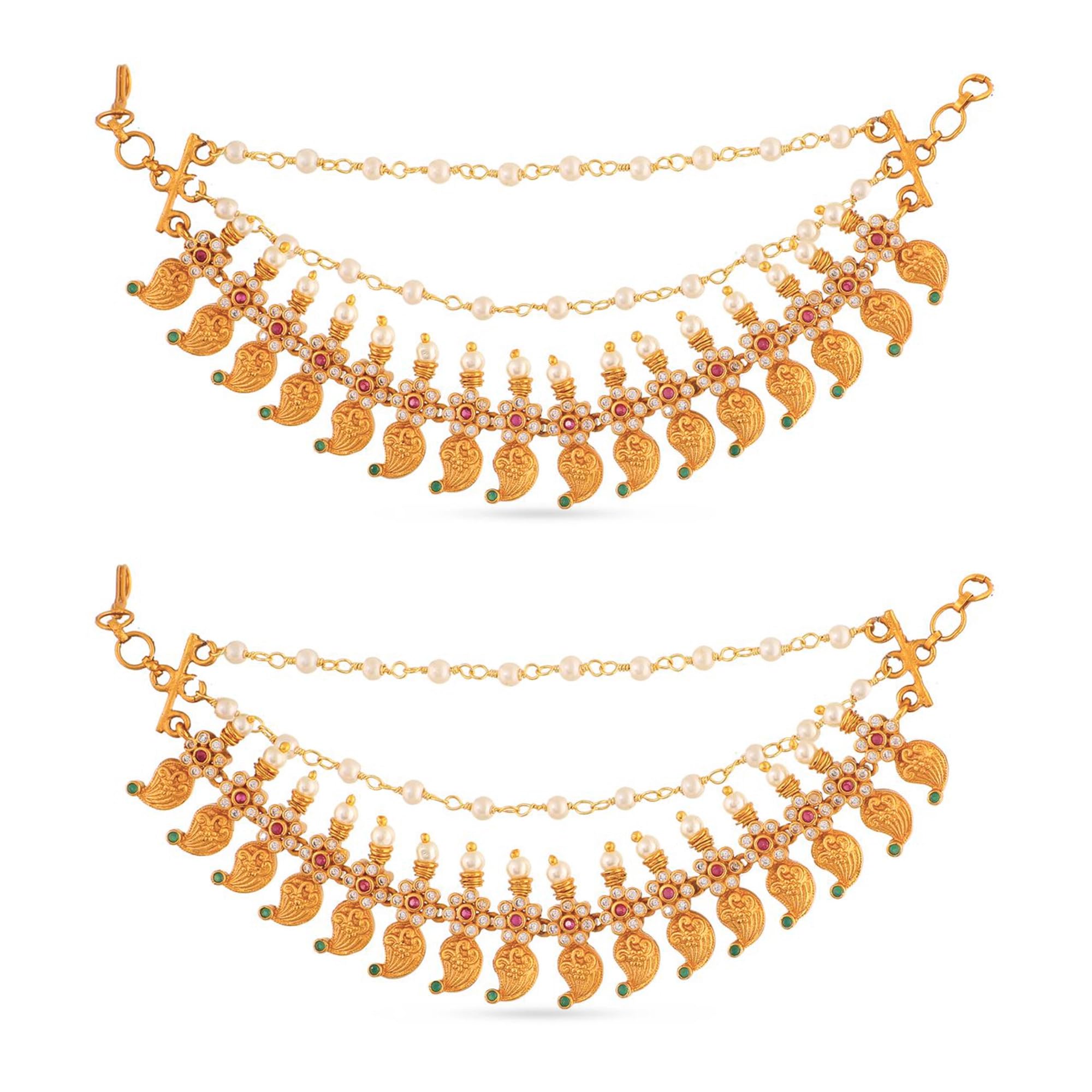 TARINIKA Antique Gold Plated Aarohi Ear Chain Set with Floral Design - Indian Earrings for Women Perfect for Ethnic occasions | Traditional Earrings For Women | 1 Year Warranty* (B08QMNRZTR) Amazon Price History, Amazon Price Tracker