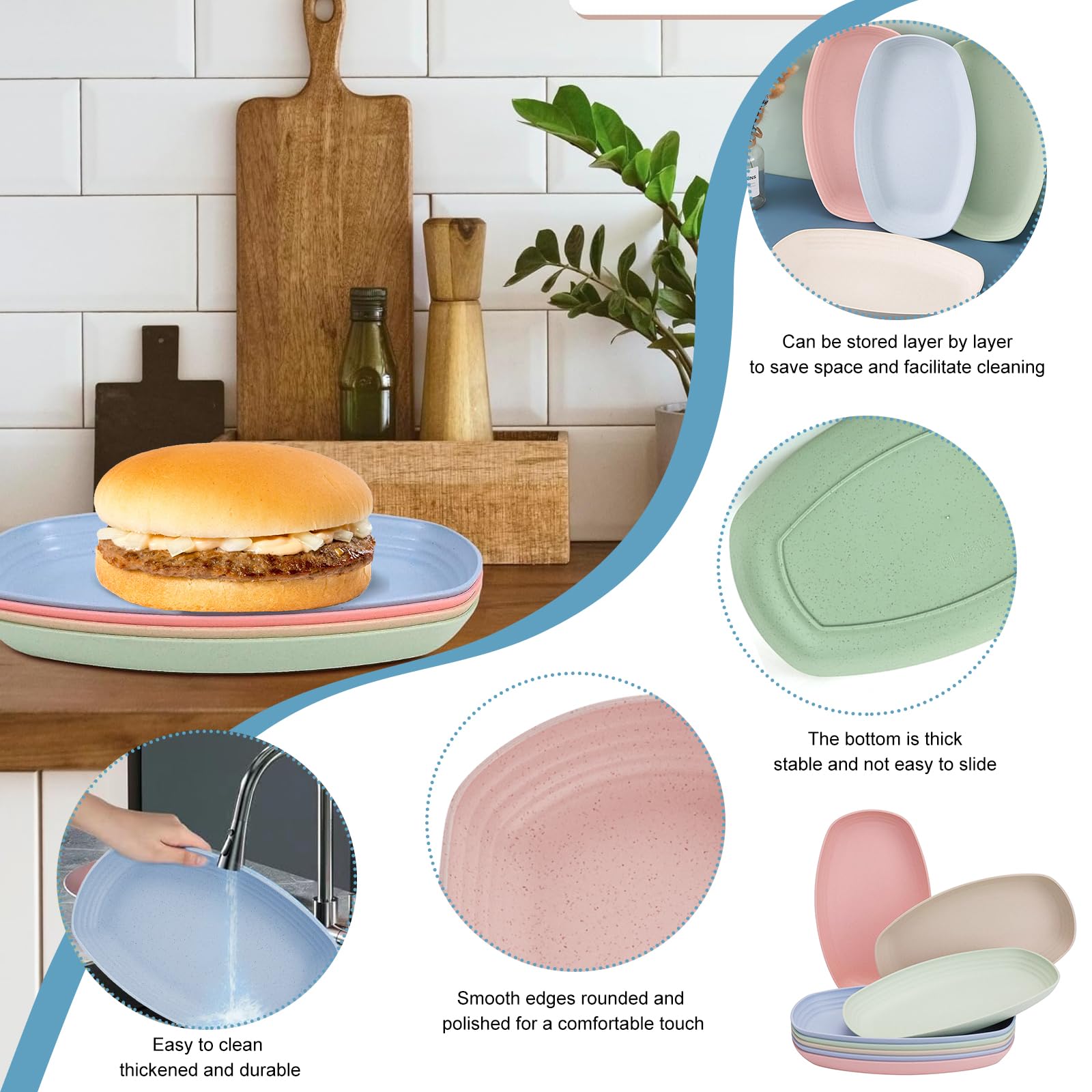 8-teiliges Teller-Set Aus Kunststoff – Wiederverwendbar, Ideal Für Camping, Picknick & Partys – In 4 Farben (Grün, Blau, Rosa, Beige)
