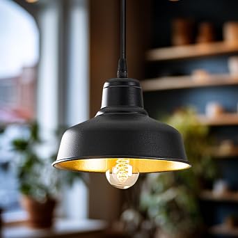 Oscuro Black Single Pendant Lighting, Home, Office, Cafe, Restaurant Chandeliers, E27 Duy [Energy Class A]