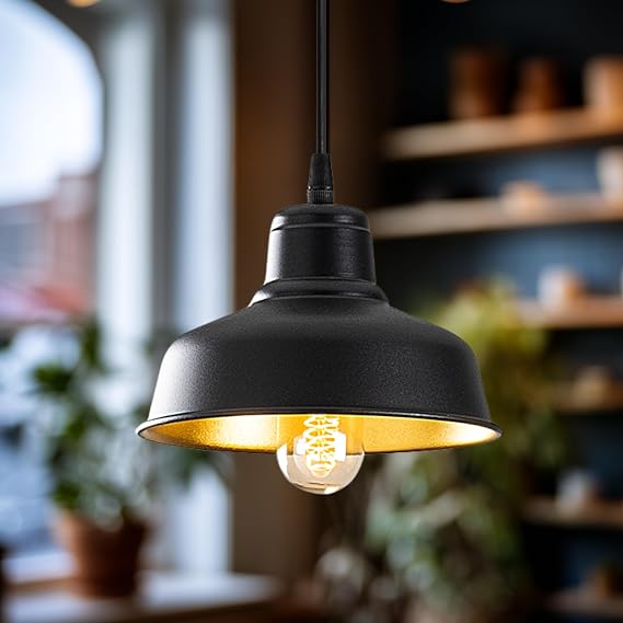 Oscuro Black Single Pendant Lighting, Home, Office, Cafe, Restaurant Chandeliers, E27 Duy [Energy Class A]