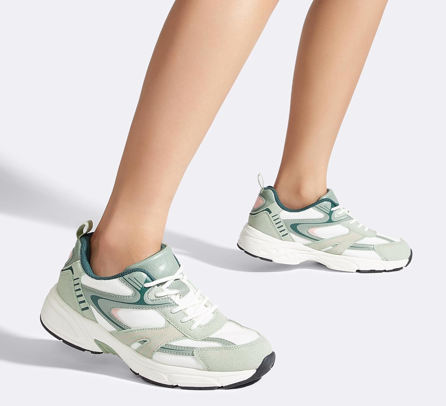 LUCKY STEP Women's Mesh Casual Fashion Sneakers Lace Up Lightweight Running Shoes Non Slip Breathable Chunky Shoes - Image 2