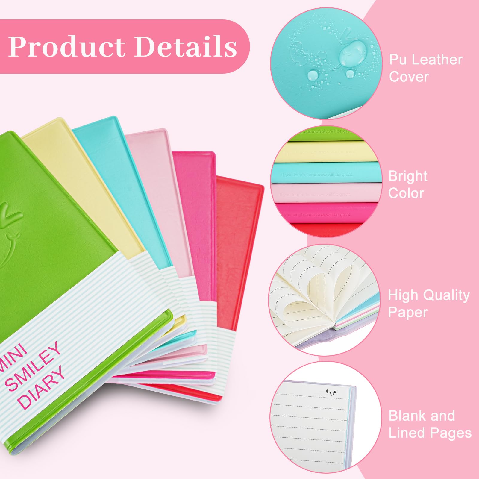 QUMENEY 12PCS Min Notebook Portable Diary Candy Colors Pocket Note Book Small Memo Pads Travel Notepads with PU Leather Case 10.5 x 8cm/ 4 x 3inch - Image 4