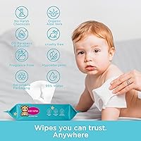 Vista 7 de Ioly's Baby Wipes Unscented Wet Wipes 99% Water Based with Aloe Vera Fragrance Free Travel Pack 20 ct Hypoallergenic Water wipes for Sensitive Skin