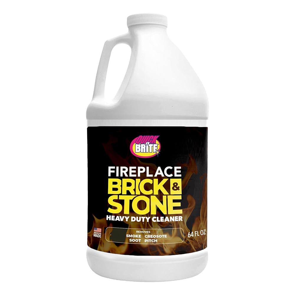Quick \'n Brite Fireplace Gel Cleaner for Brick, Stone, Rock, Tile, and Marble, Nonabrasive Fireplace Cleaner, Made in the USA, 64oz