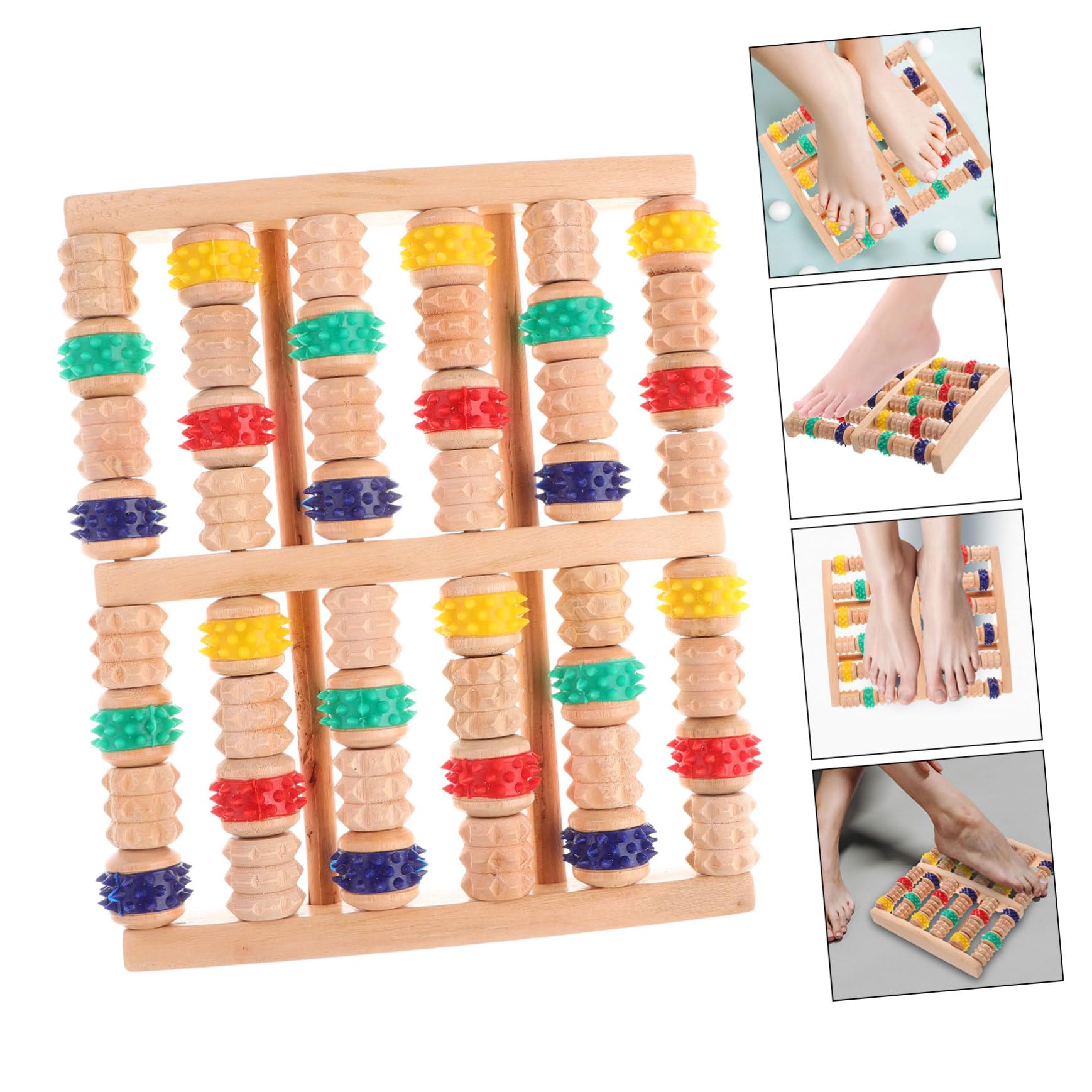 Masajeador de Pies de Madera con Rodillo de Cinco para Acupresión y Reflexología Herramienta Duradera y Segura para Cuidado Casa Masaje Relajante y Mejora Circulación