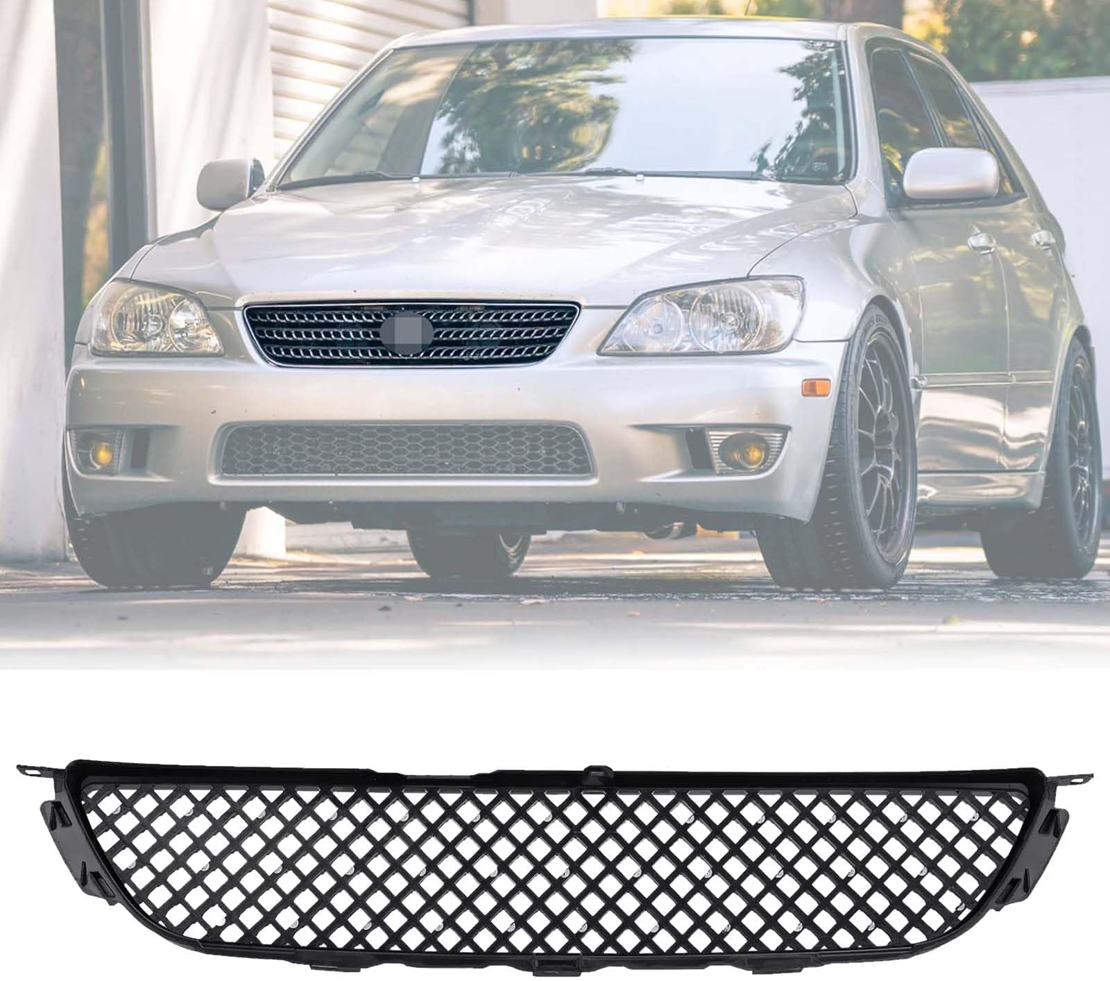 Front Bumper Grille for 2001 2002 2003 2004 2005 LEXUS IS300 ABS Black Mesh Front Upper Grill Guard Replacement Part