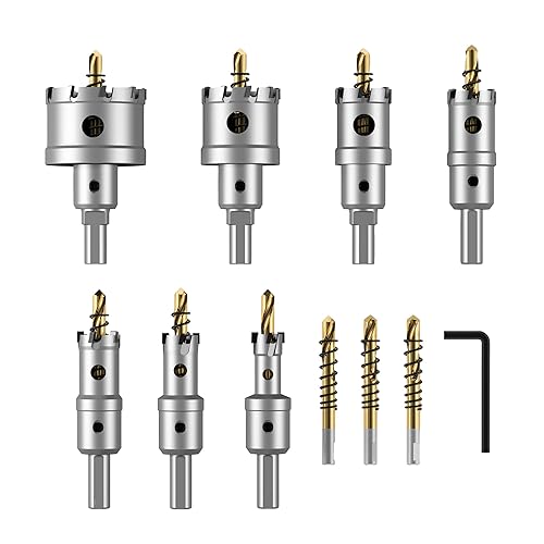 Juego de 11 brocas de sierra con punta de carburo de tungsteno de primera calidad (12 a 1-2532 pulgadas) con 2 brocas piloto chapadas en titanio, disponible en Yaxa Peru