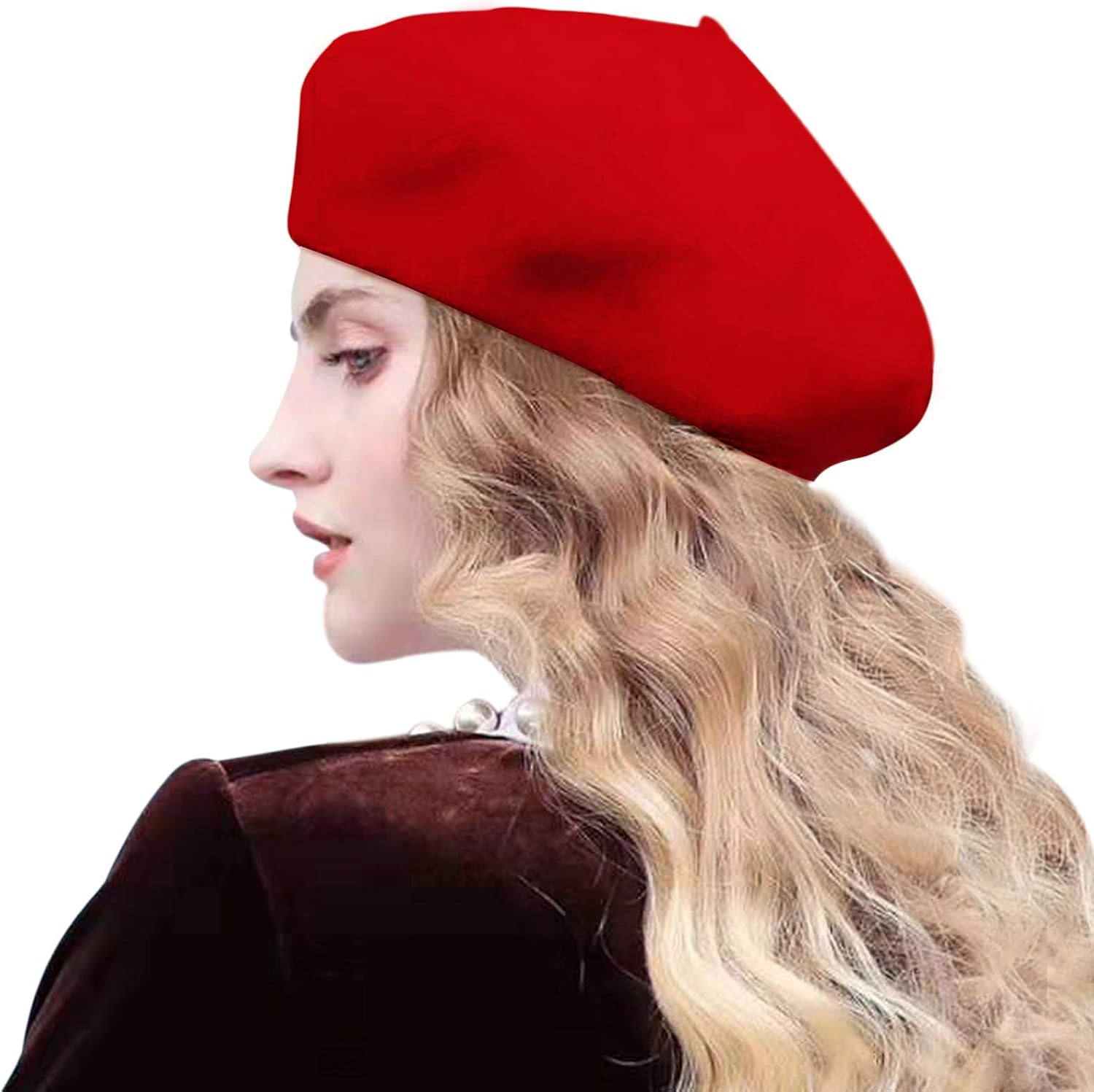 French Beret,Lightweight Casual Classic Wool Beret Solid Color Womens Beret Cap Hat