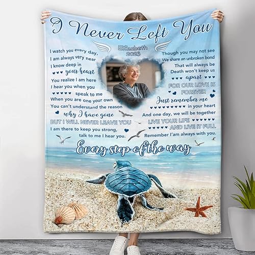 Miniatura 2 de Manta personalizada con texto en inglés "I Never Left You", mantas conmemorativas personalizadas, regalos conmemorativos para mamá, papá, hermano,