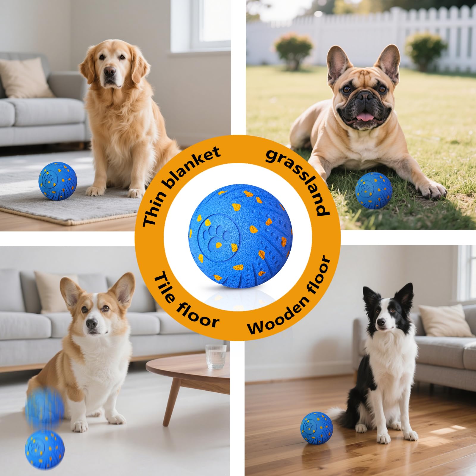 Giocattoli interattivi per cani: palla intelligente per cani – rimbalzo automatico, vibrazione e salto! Design Duraspin durevole per masticatori aggressivi. Ricaricabile e di lunga durata, mantiene i