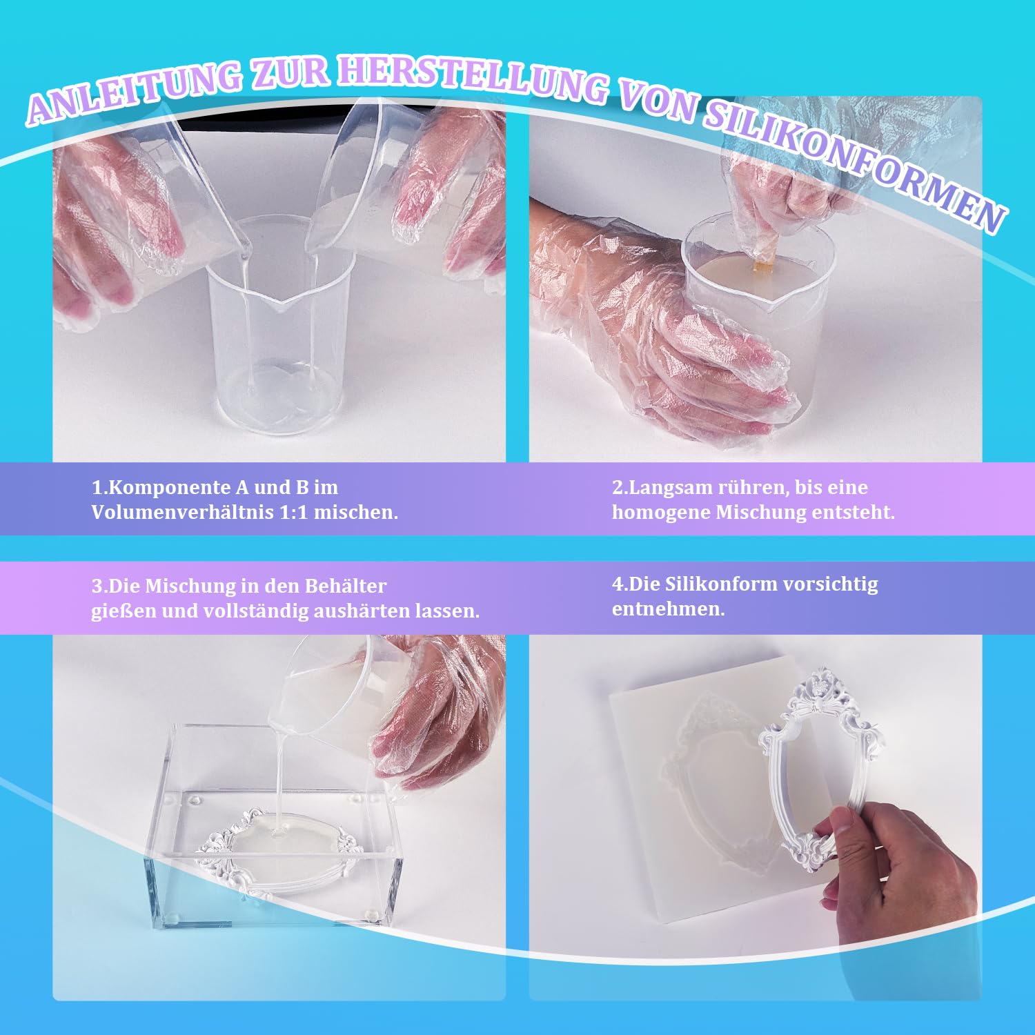 20A Abformsilikon 2,6kg Flüssiges Silikon Abformmasse 1:1 Verhältnis,Durchscheinend für zum Gießen,Silikonformen,Selbstentlüftend,Lebensmittelecht Silikon Formen Herstellen Kit