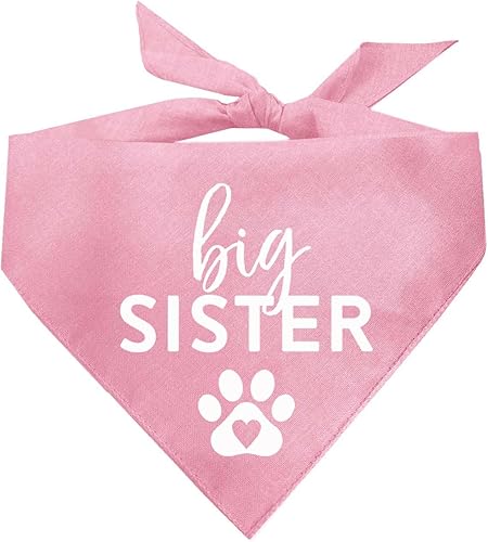 Miniatura 9 de Bandana para perro con mensaje de anuncio de bebé para hermana mayor con pata de corazón (lavanda, OS 86)