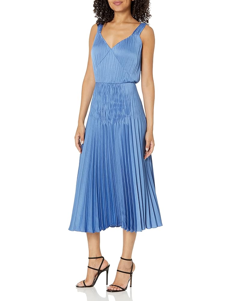 Vince Womens V-Neck Pleated Slip Dress,Hydrangea,XX-Small at