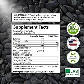 Mother Nature - Organic Black Seed Oil Capsules, 3 Month Supply, Cold Pressed, High TQ, 100% Turkish, Black Cumin Nigella Sativa Oil for Immune Support, Joint, Digestive Health,1000mg Capsule, 180ct