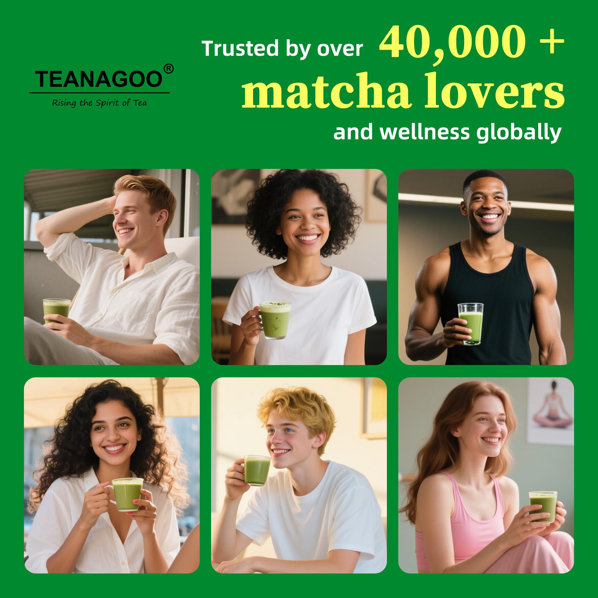 TEANAGOO Matcha Powder Ceremonial Grade Premium Green Tea for Latte Breakfast Beverage Daily Green Tea USDA Organic Ceremony — view 7