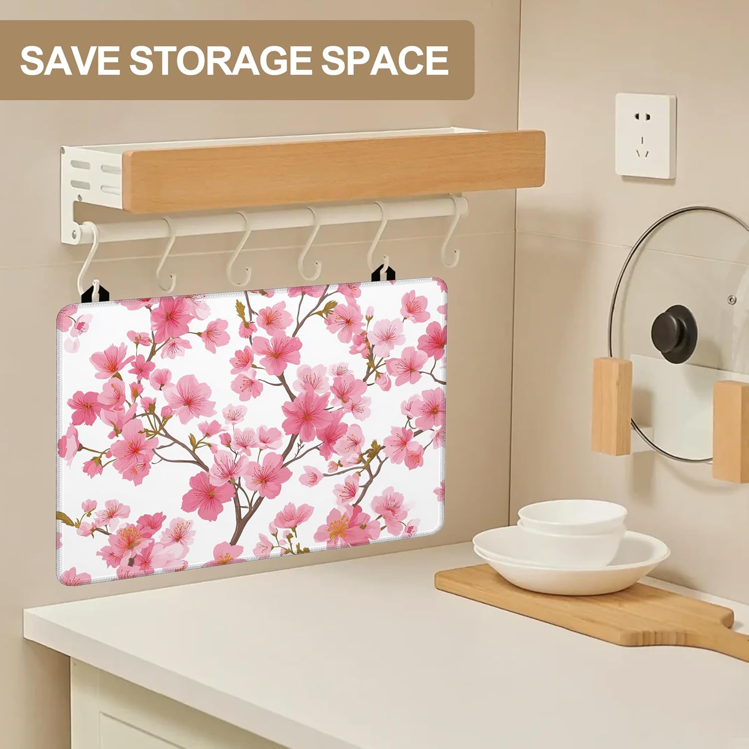 Stove Top Covers for Electric Stove,Cherry Blossom Japanese Stove Top Protector Thick Rubber Dish Drying Mat for Kitchen Cooking Ceramic Countertop 28 "x 20 "