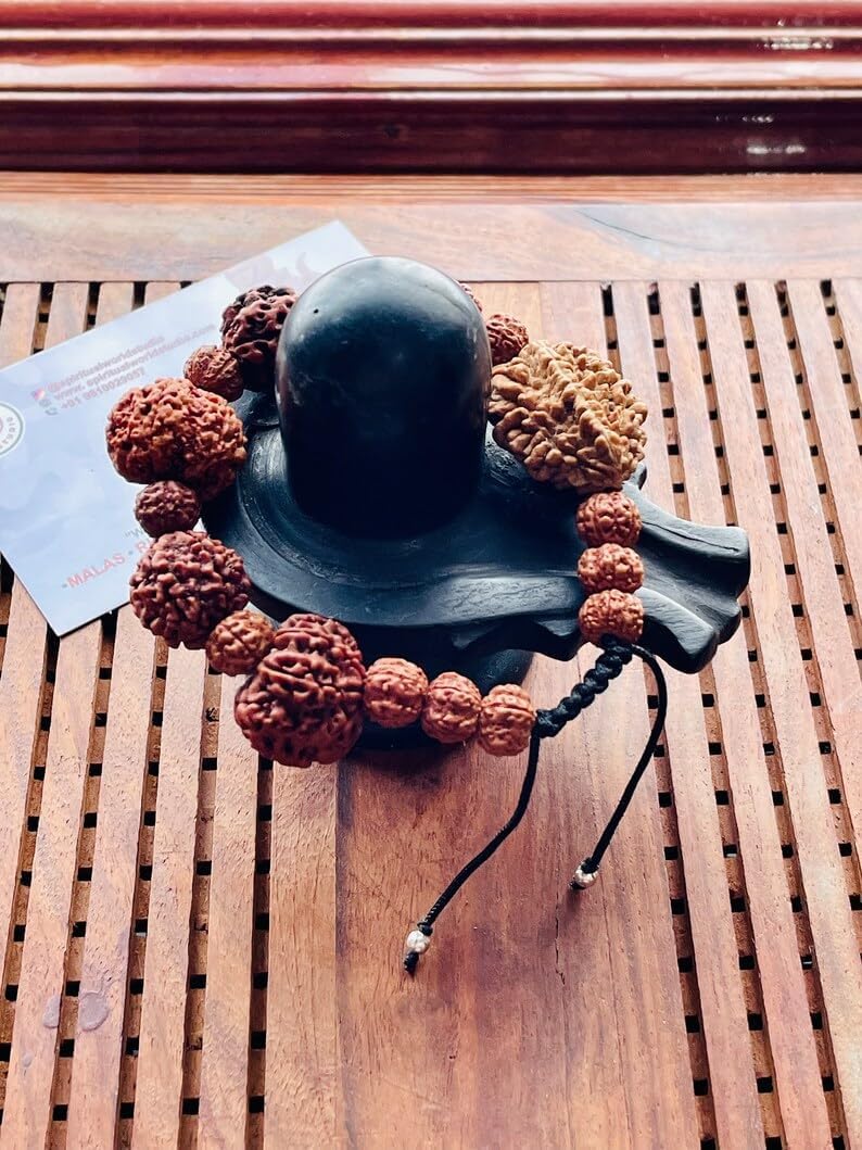 Rudraksha Adjustable bracelet - 2 3 4 5 6 7 Mukhi (Face) Mala wrist band Bracelet for Men and women, Rudraksha bracelet | Healing Ayurveda Energy Shiva armlet with 1 Potli Bag