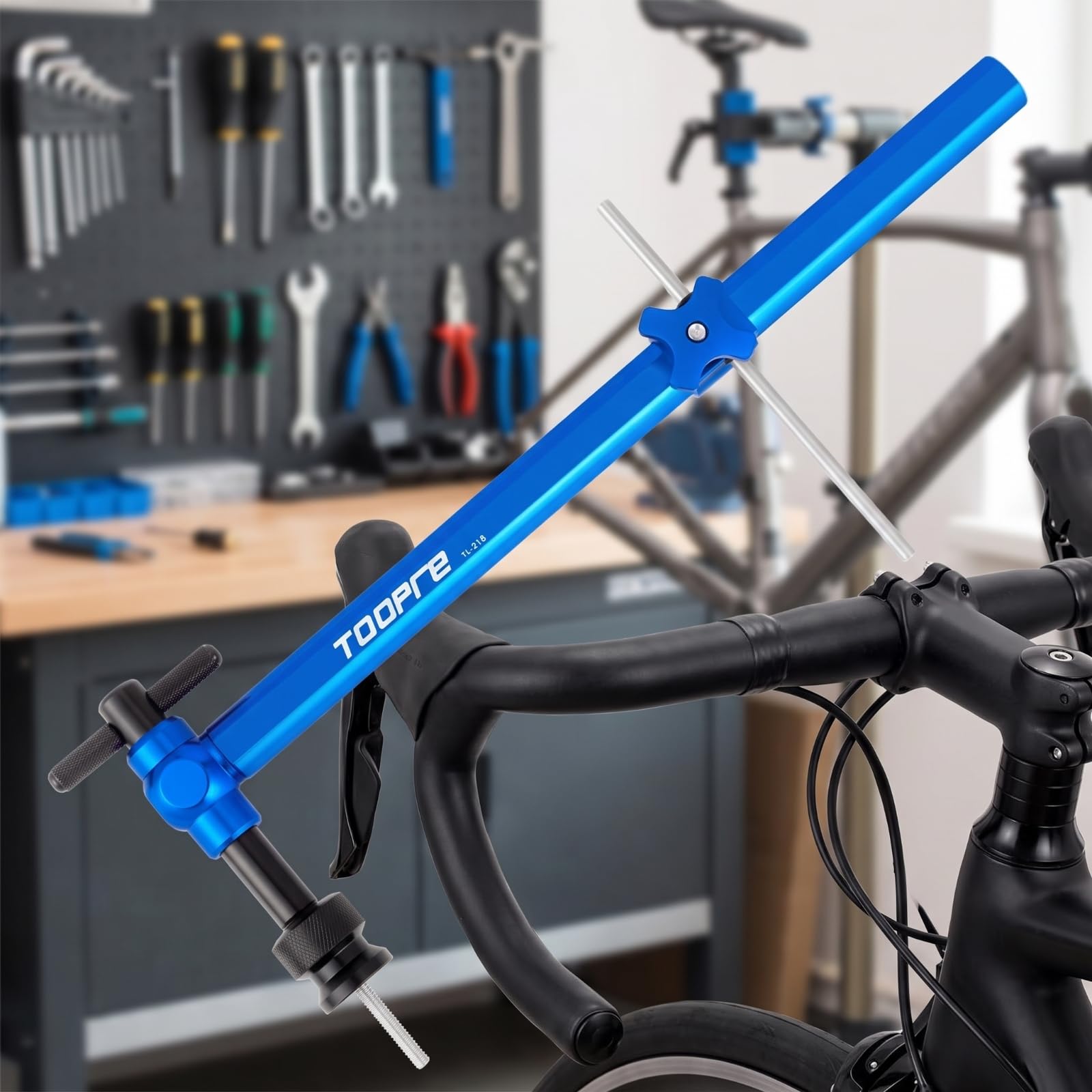 Alineador Manillar para Bicicleta Carretera con Pinza Fijación y Perilla Ajuste Roscada para Instalación Manillar y